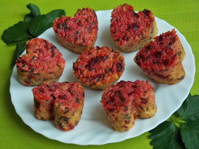Ryżowe babeczki z botwinką Ryżowe babeczki z botwinką