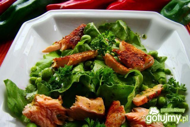 Sałata  groszkiem cukrowym i grillowanym