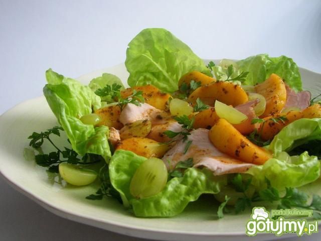 Sałata i schab z jabłkami