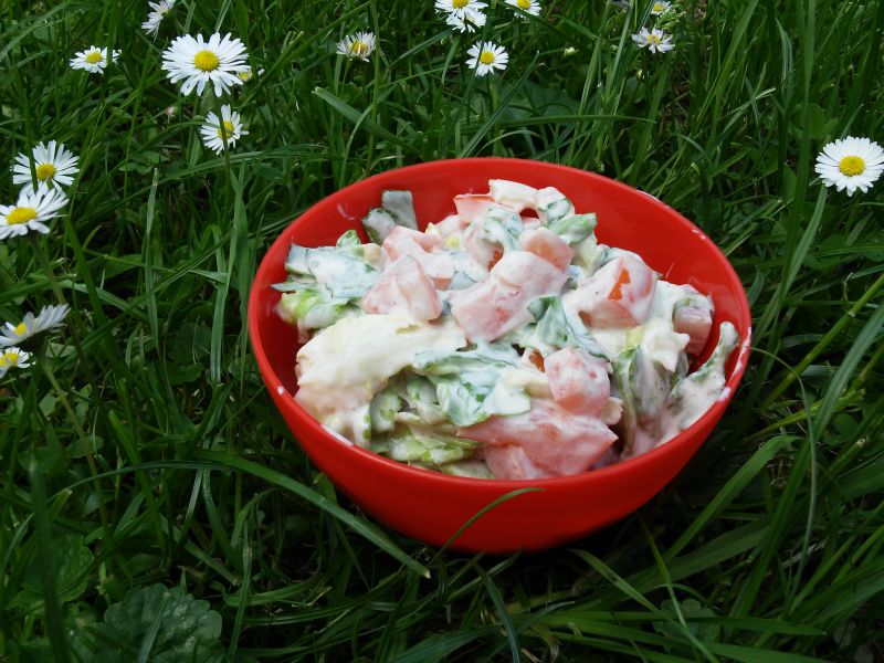 Sałata masłowa z pomidorami w jogurcie greckim