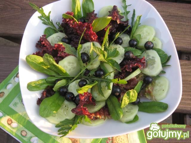 Sałata z ogórkiem i czarną porzeczką