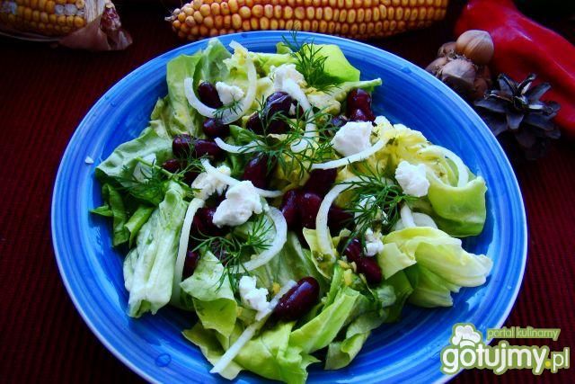 Sałata z sosem  winegret z kozim serem 