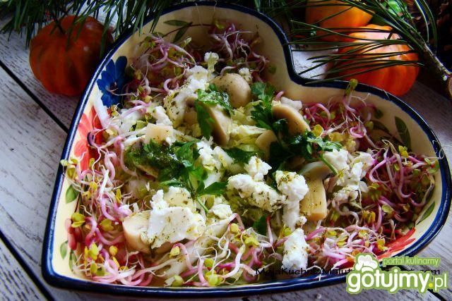Sałatka kiełkowa z pieczarkami i fetą 