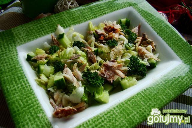 Sałatka ogórkowa z wędzona makrelą  Sałatka ogórkowa z wędzona makrelą