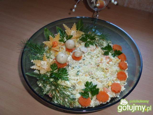 Sałatka porowa z  pieczarkami marynowa   Sałatka porowa z  pieczarkami marynowa