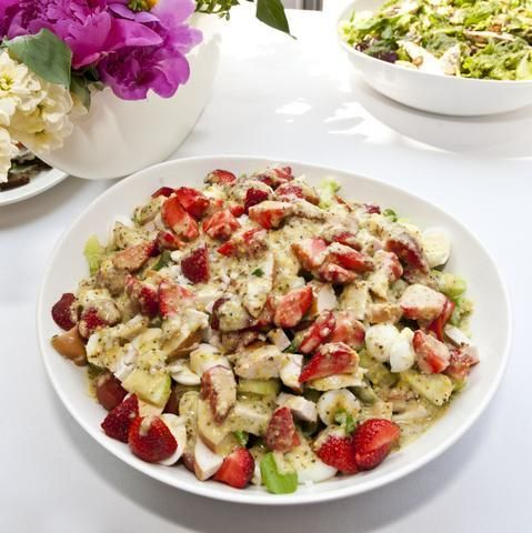 Sałatka szparagi + kurczak + truskawki   Sałatka szparagi + kurczak + truskawki