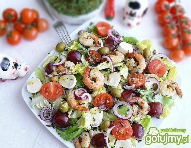 Sałatka z dzikim ryżem i krewetkami