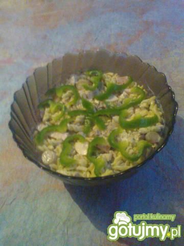 Sałatka z grzybami,szynką i makaronem Sałatka z grzybami,szynką i makaronem