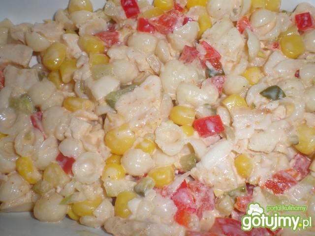 Sałatka z kurczakiem,papryką i makaronem