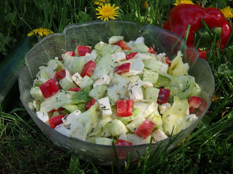 Sałatka z papryką i sosem koperkowo-musztardowym