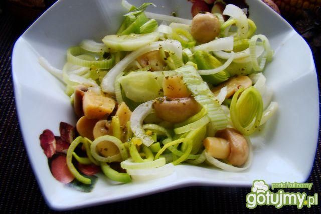 Sałatka z pora i pieczarek marynowanych  Sałatka z pora i pieczarek marynowanych