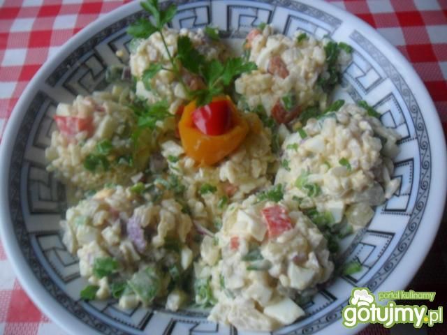 Sałatka z ryżu i gotowanego mięsa