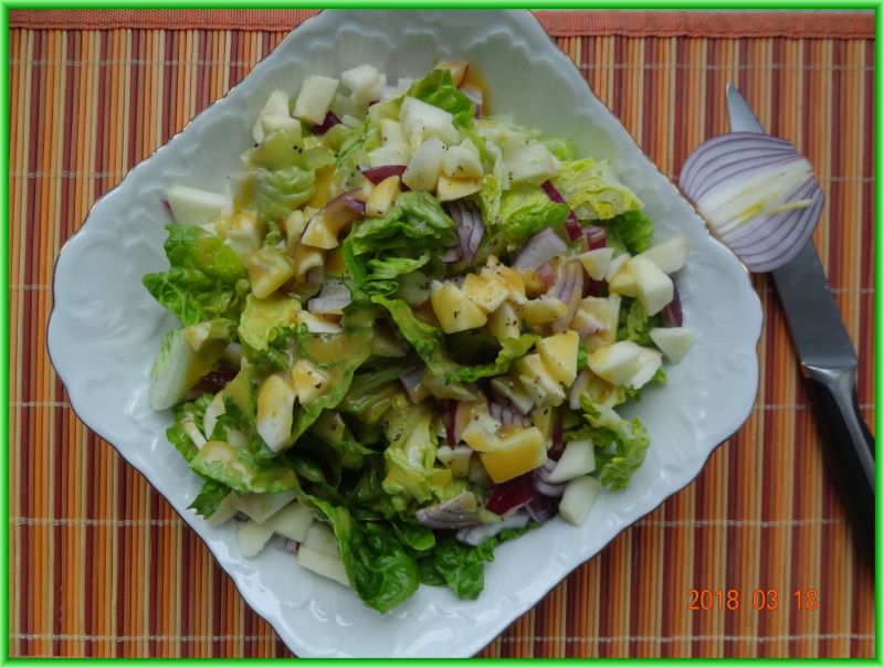 Sałatka z sałaty rzymskiej z kiwi i jabłkiem 