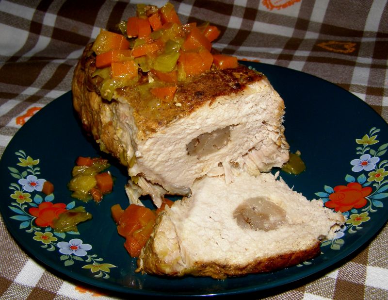 Schab nadziany słoniną wędzoną z szybkowara