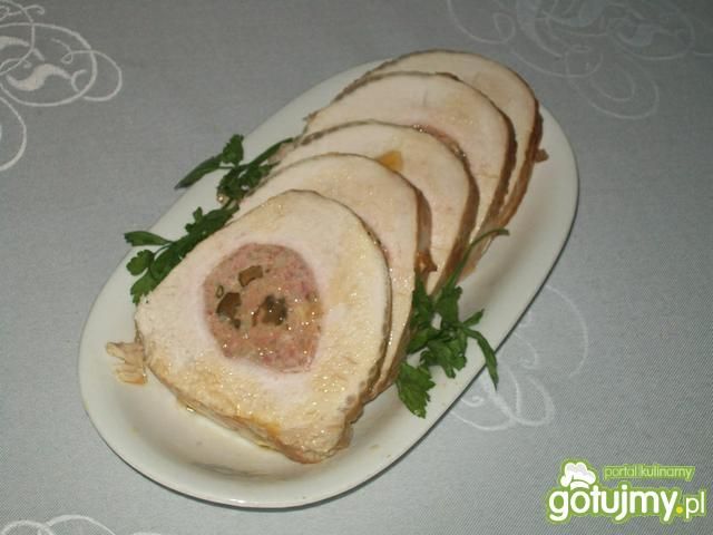 Schab nadziewany kaszą z grzybami