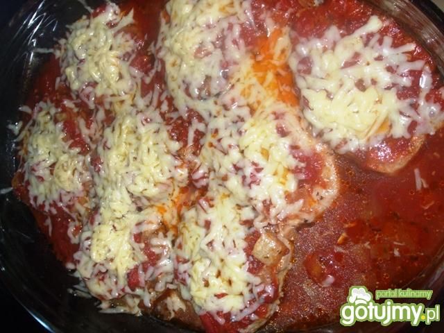 Schab pieczony na pomidorowo, z serem Schab pieczony na pomidorowo, z serem