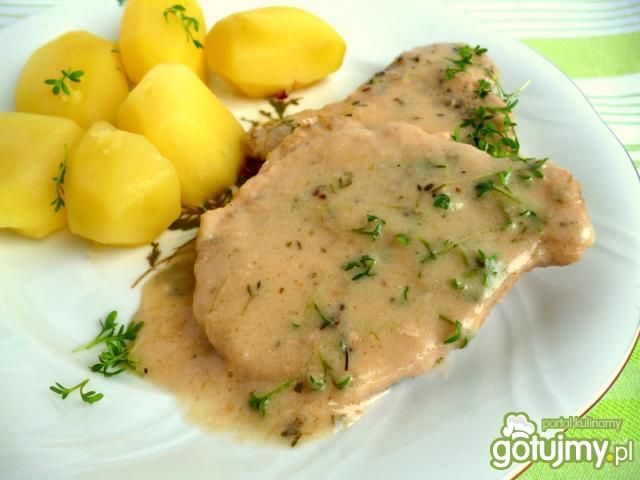 Schab w sosie chrzanowym z rzeżuchą  Schab w sosie chrzanowym z rzeżuchą