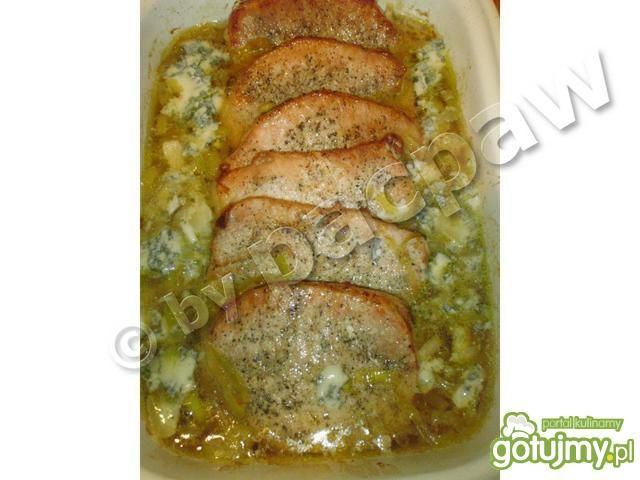 Schab w sosie porowo-gorgonzolowym