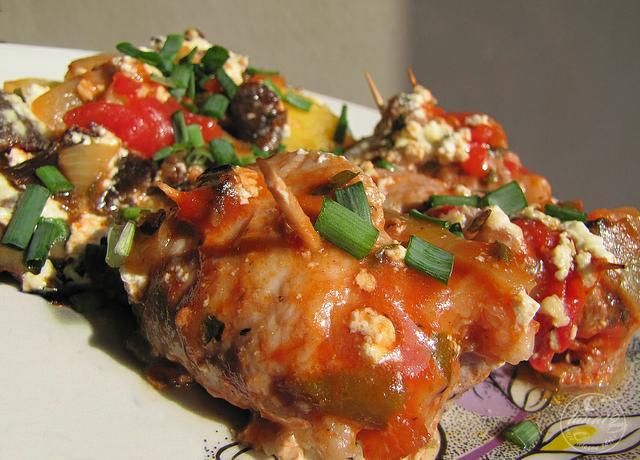 Schabowe roladki w zapiekance z grzybami