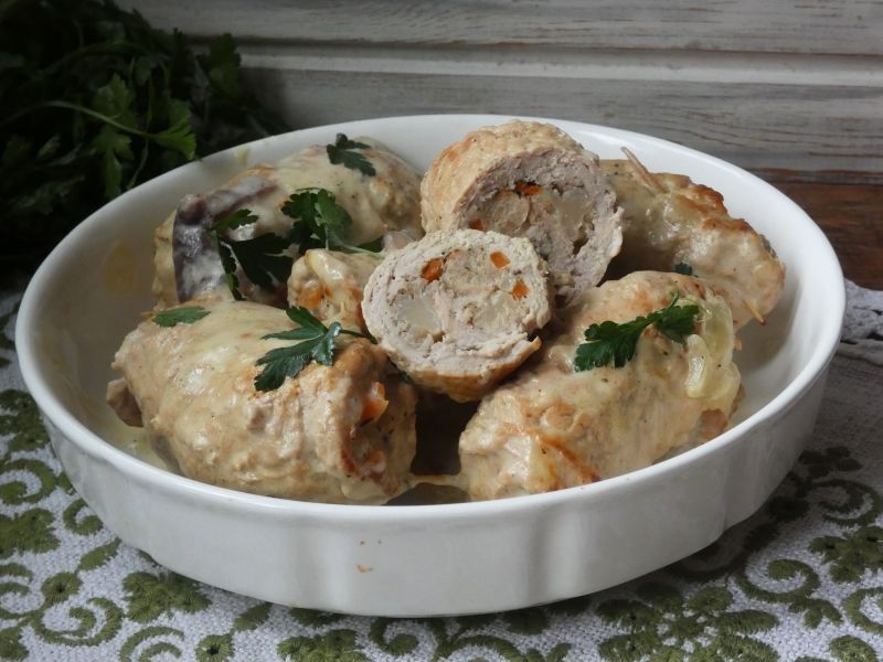 Schabowe roladki z warzywami