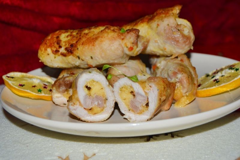 Schabowe roladki z żółtym serem