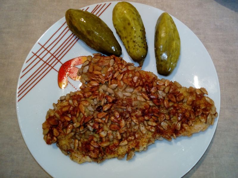 Schabowy panierowany w słoneczniku