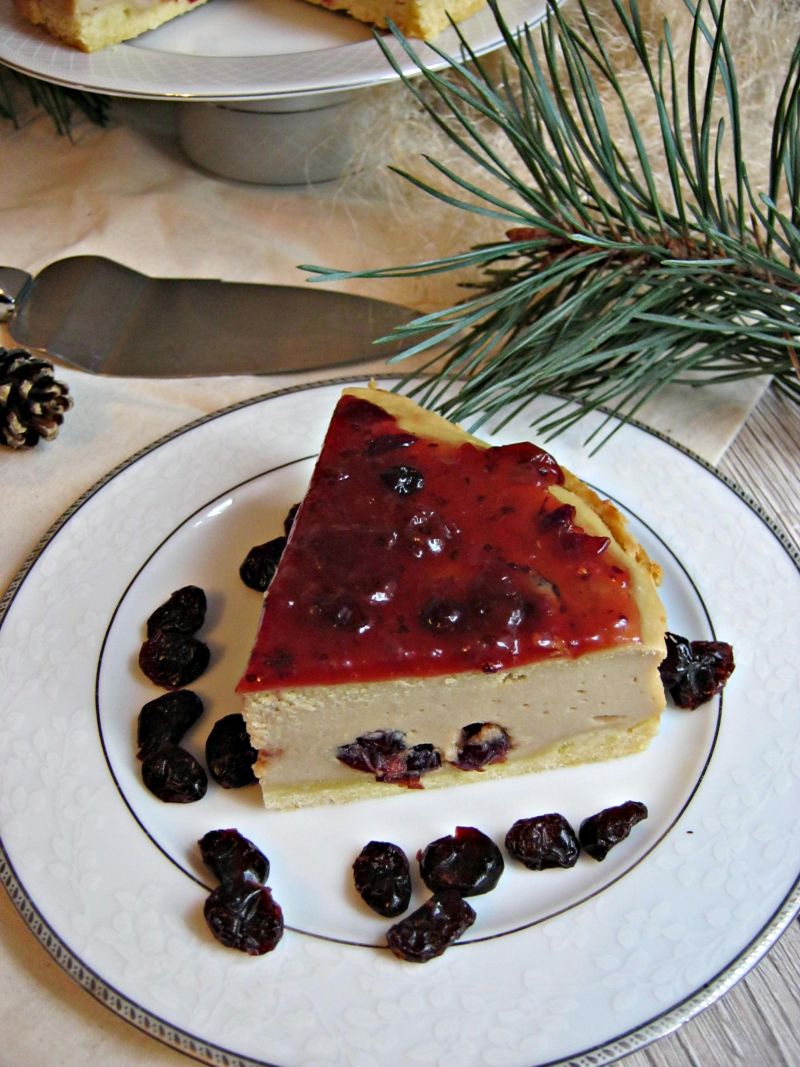 Sernik cappuccino z żurawiną