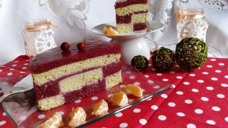 Sernik cappucino z musem wiśniowym Sernik cappucino z musem wiśniowym