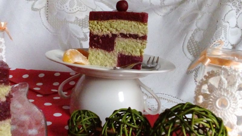 Sernik cappucino z musem wiśniowym Sernik cappucino z musem wiśniowym