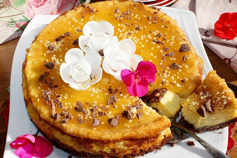 Sernik marakuja z galaretką pieczony z mascarpone