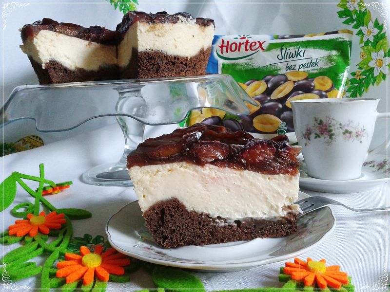 Sernik meksykański ze śliwkami w żelu  Sernik meksykański ze śliwkami w żelu