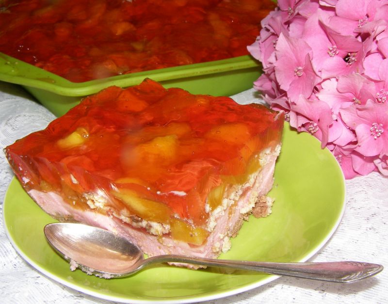 Sernik na zimno malinowo-brzoskwiniowy