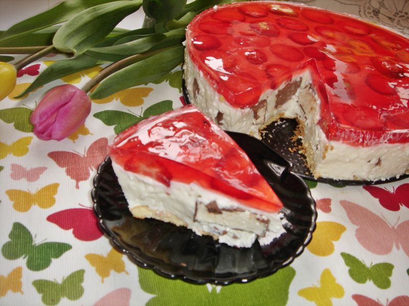 Sernik na zimno z ptasim mleczkiem i kokosem