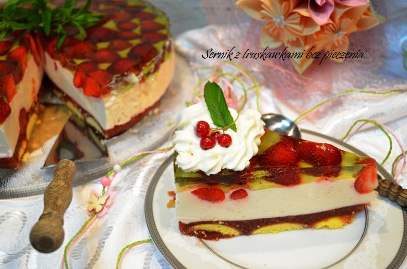 Sernik truskawkowy bez pieczenia Sernik truskawkowy bez pieczenia