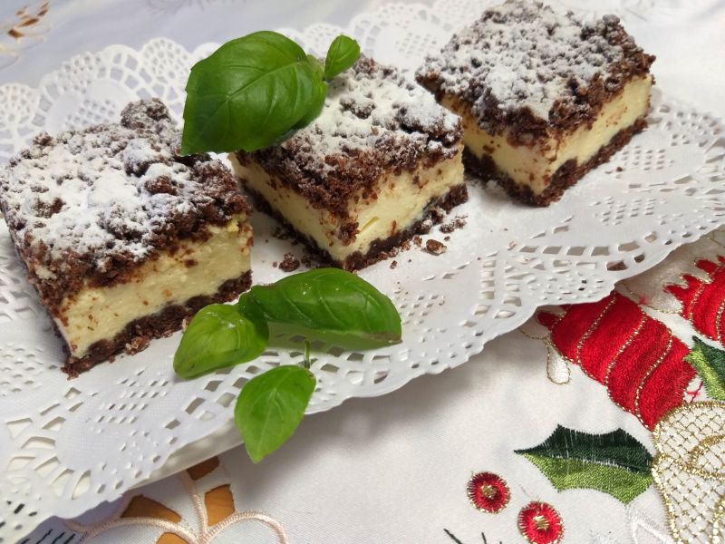 Sernik w cieście kruchym czekoladowo - kokosowym