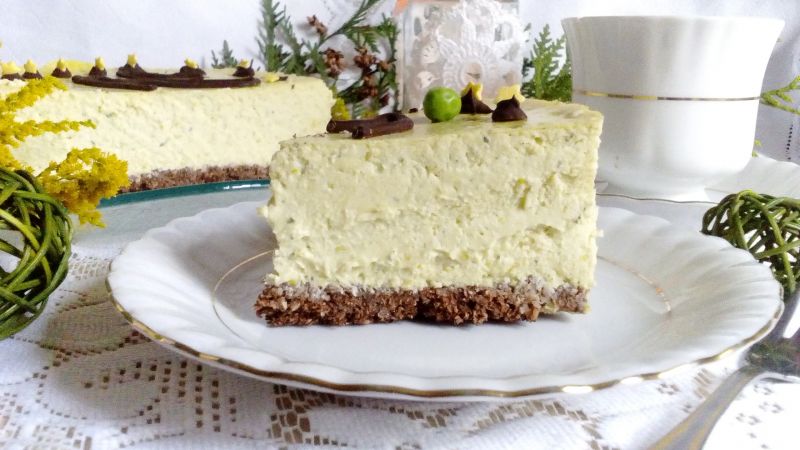 Sernik z zielonym groszkiem i miętą bez tłuszczu Sernik z zielonym groszkiem i miętą bez tłuszczu