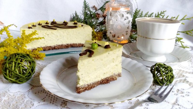 Sernik z zielonym groszkiem i miętą bez tłuszczu Sernik z zielonym groszkiem i miętą bez tłuszczu