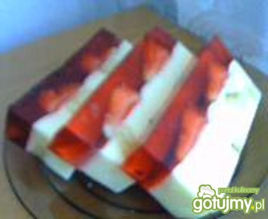 Sero-śmietanowiec z bananem i truskawką