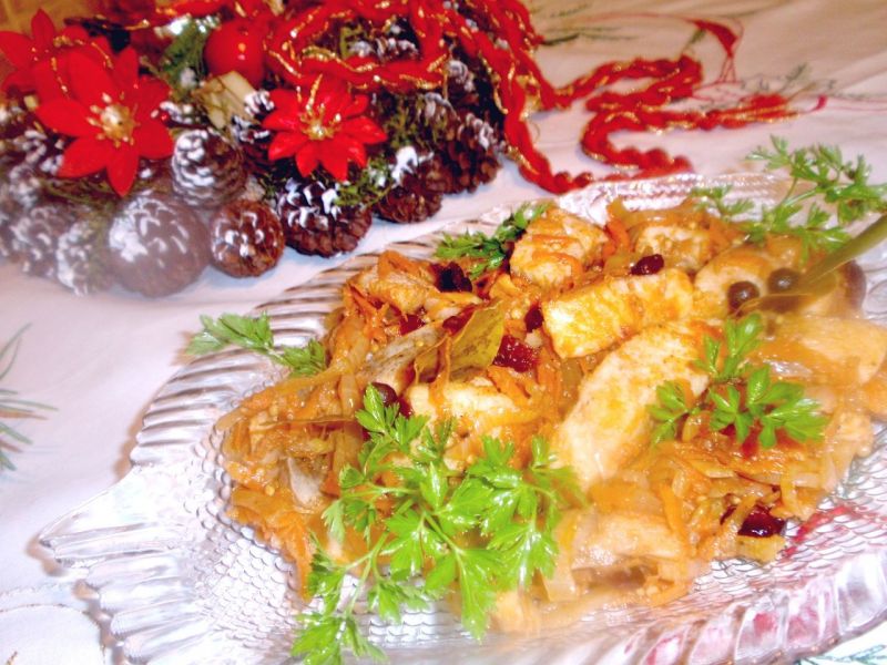 Śledzie z marchewką i żurawiną