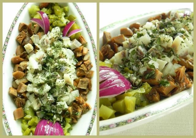 Śledzik w oleju z ogórkiem i rydzami 