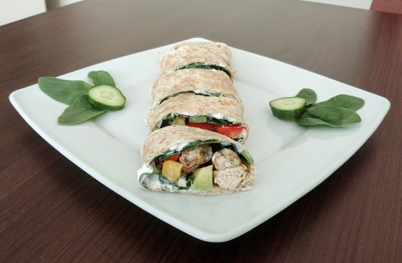 Ślimaczki z tortilli ze szpinakiem i z kurczakiem