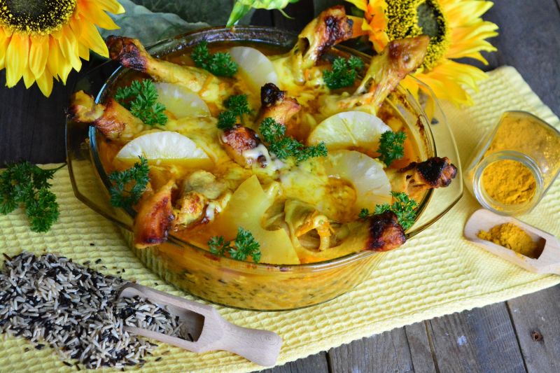 Słodkie, pieczone pałki z kurczaka w curry Słodkie, pieczone pałki z kurczaka w curry