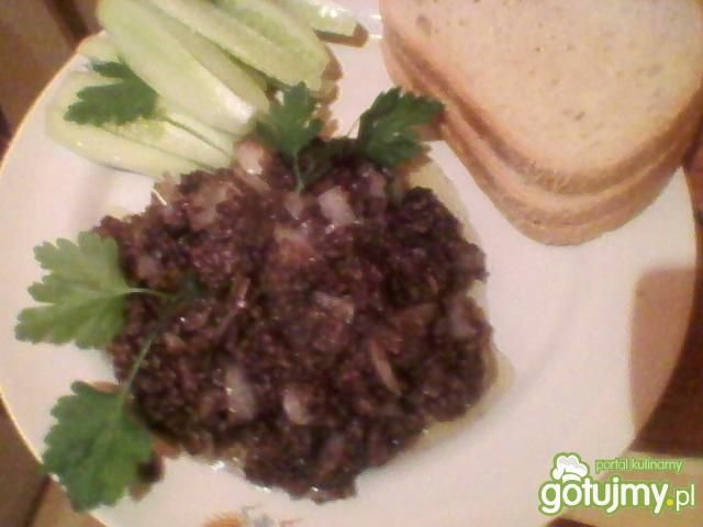 smażona kaszanka z musztardą