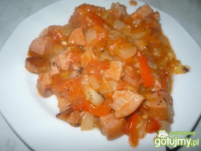Smażona kiełbasa z warzywami Smażona kiełbasa z warzywami