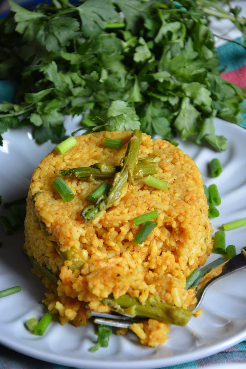 Smażony ryż curry ze szparagami  Smażony ryż curry ze szparagami