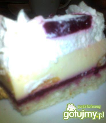 Śmietanowo-budyniowe ciasto z malinami Śmietanowo-budyniowe ciasto z malinami