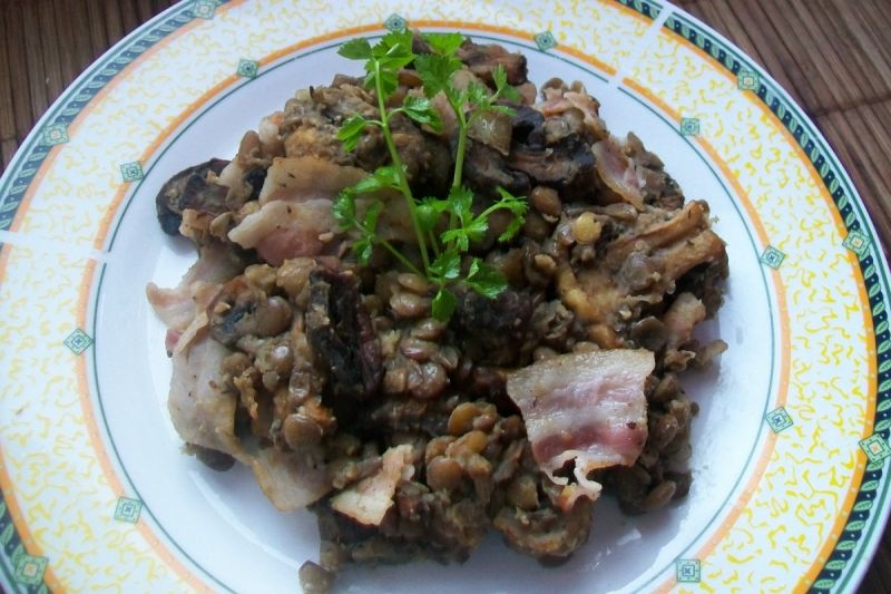 Soczewica z pieczarkami i boczkiem Soczewica z pieczarkami i boczkiem