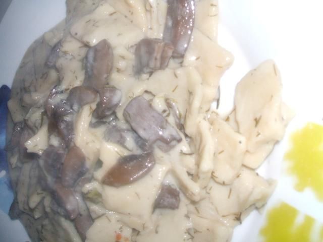 Sosik pieczarkowy ze swojskim makaronem