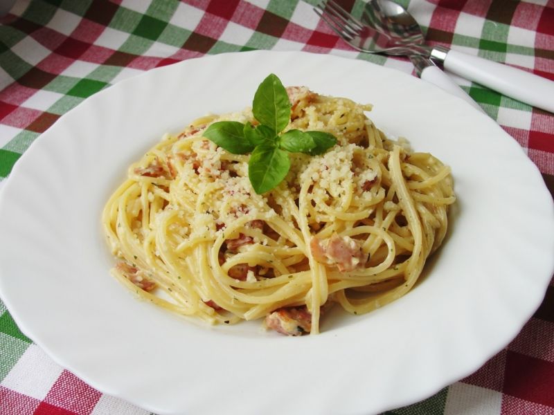 Spaghetii carbonara z przyprawą Spaghetii carbonara z przyprawą