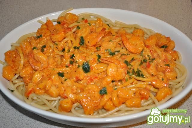 spaghetti z krewetkami w sosie  spaghetti z krewetkami w sosie